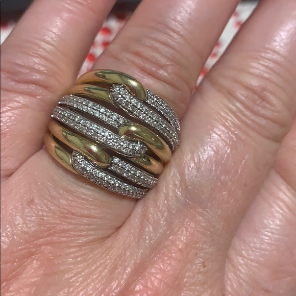 SOLD DYurman SS/18K Labyrinth Triple Diamonds Ring - Picture 6 of 7